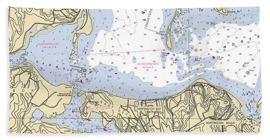 Huntington Bay -new York Nautical Chart _v2 - Bath Towel
