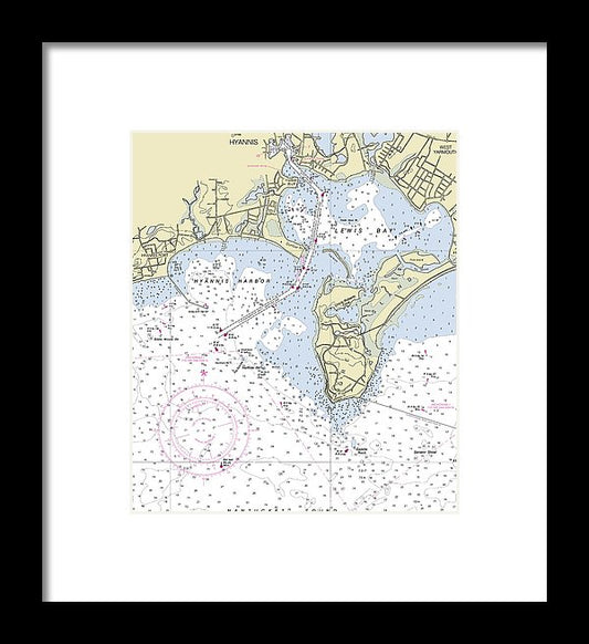 Hyannis Massachusetts Nautical Chart - Framed Print