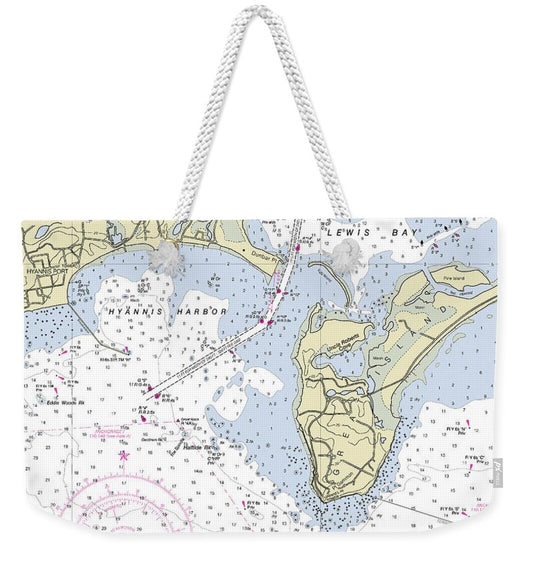 Hyannis Massachusetts Nautical Chart - Weekender Tote Bag