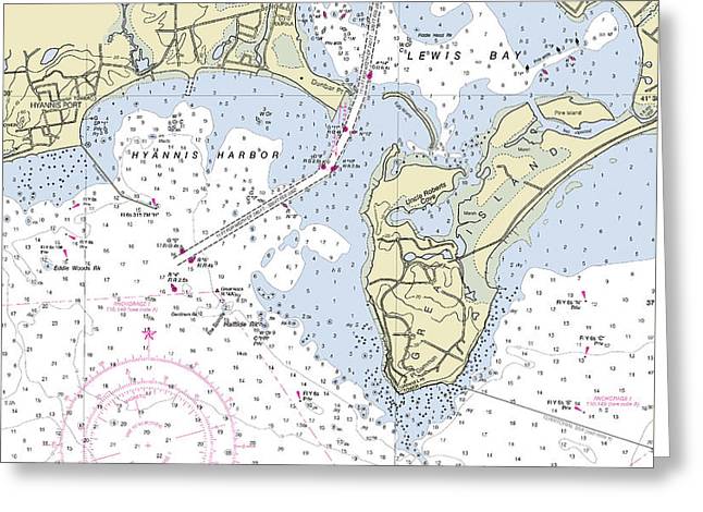 Hyannis Massachusetts Nautical Chart - Greeting Card