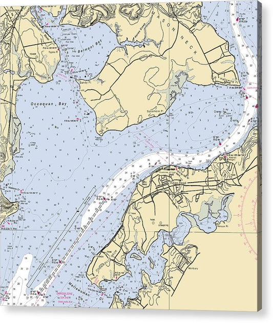 Indian Head Maryland Nautical Chart - Acrylic Print – 8" x 8" – Acrylic Nautical Chart Print by SeaKoast.