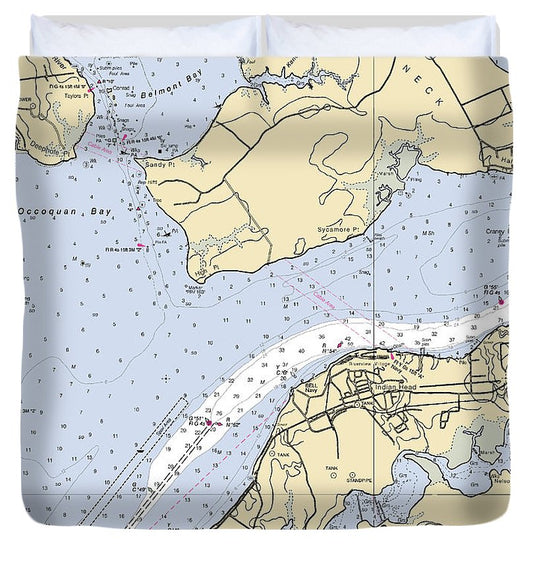 Indian Head Maryland Nautical Chart Duvet Cover