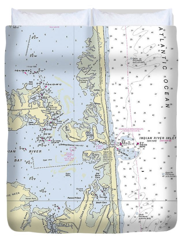 Indian River Inlet Delaware Nautical Chart - Duvet Cover