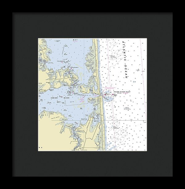 Indian River Inlet Delaware Nautical Chart - Framed Print