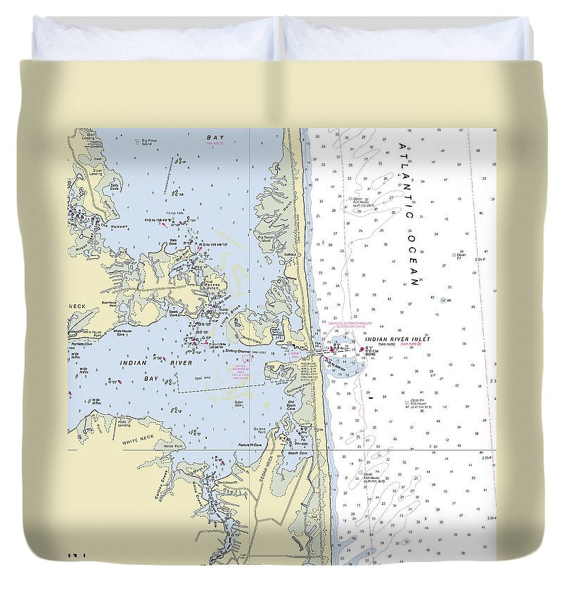 Indian River Inlet Delaware Nautical Chart Duvet Cover