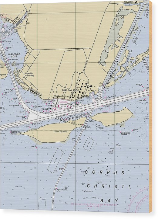 Ingleside-Texas Nautical Chart Wood Print