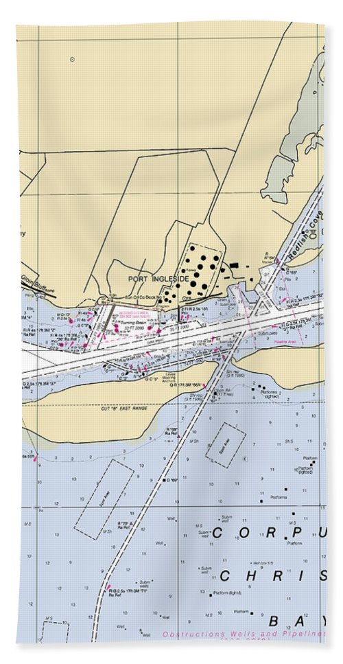 Ingleside Texas Nautical Chart Bath Towel