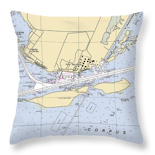 Ingleside-texas Nautical Chart - Throw Pillow