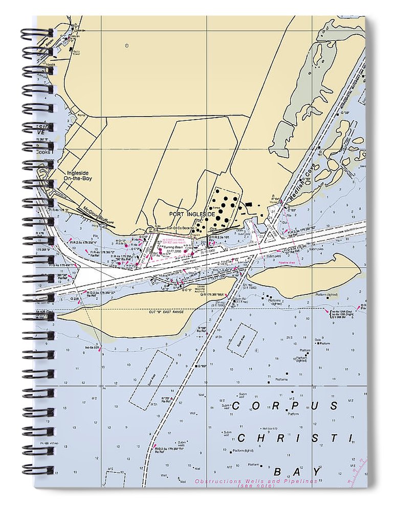 Ingleside Texas Nautical Chart Spiral Notebook