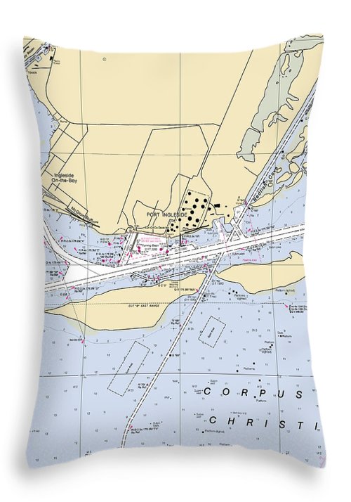 Ingleside-texas Nautical Chart - Throw Pillow