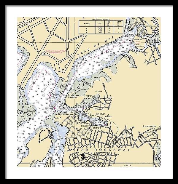 Inwood-new York Nautical Chart - Framed Print