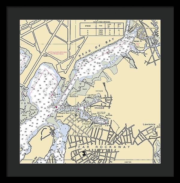 Inwood-new York Nautical Chart - Framed Print