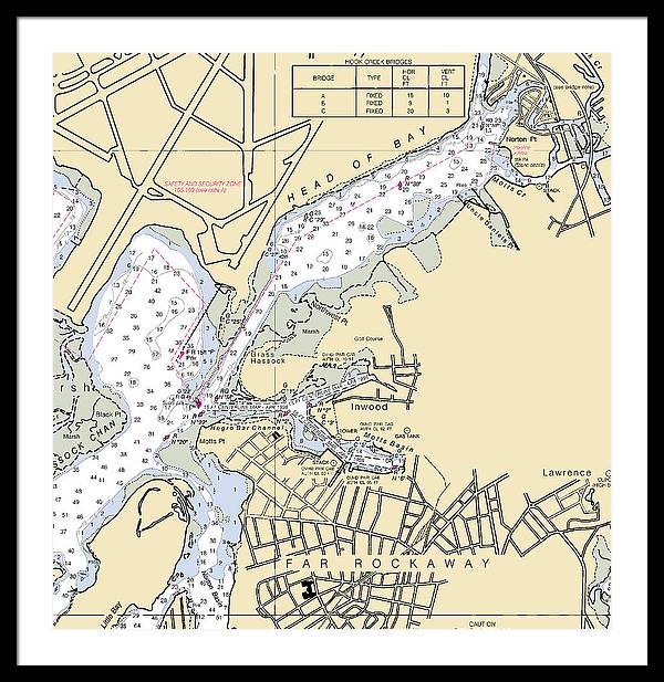 Inwood-new York Nautical Chart - Framed Print