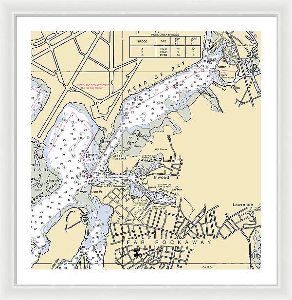 Inwood-new York Nautical Chart - Framed Print