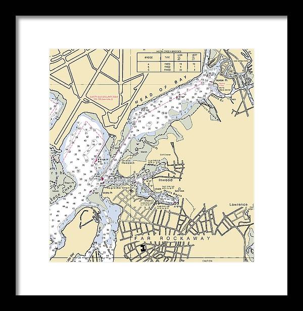 Inwood-new York Nautical Chart - Framed Print