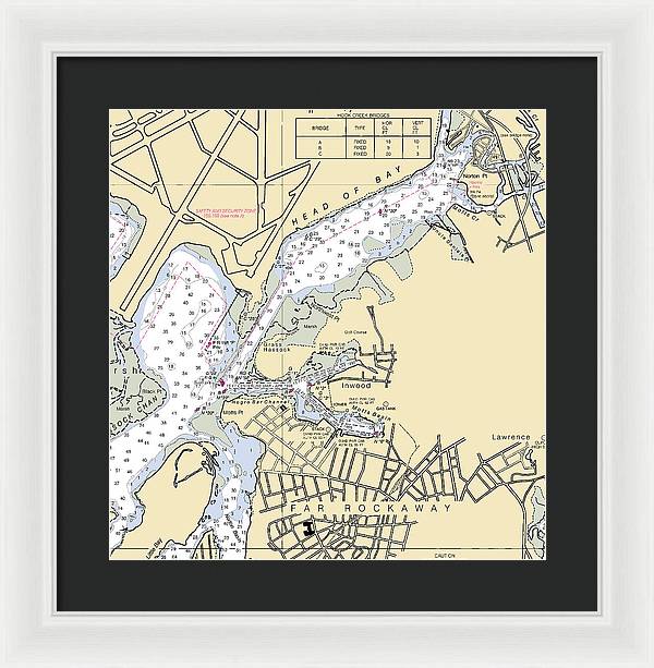 Inwood-new York Nautical Chart - Framed Print