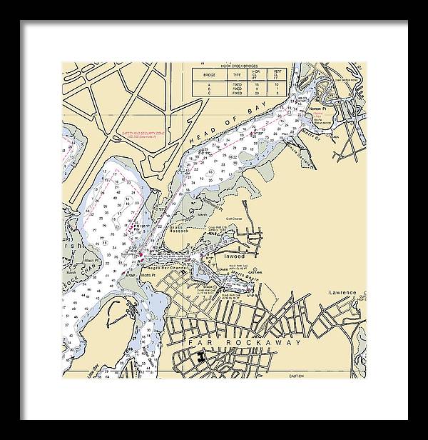 Inwood-new York Nautical Chart - Framed Print