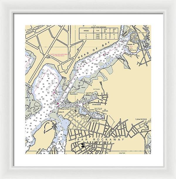 Inwood-new York Nautical Chart - Framed Print