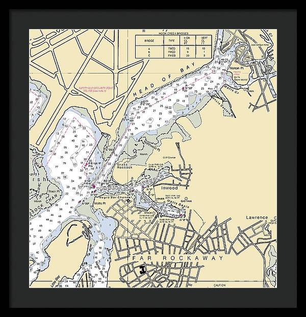 Inwood-new York Nautical Chart - Framed Print