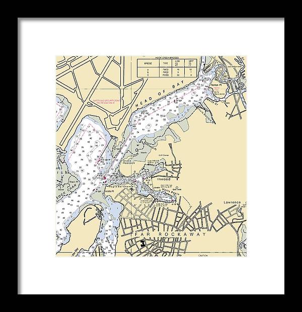 Inwood-new York Nautical Chart - Framed Print