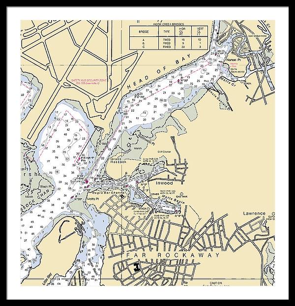 Inwood-new York Nautical Chart - Framed Print