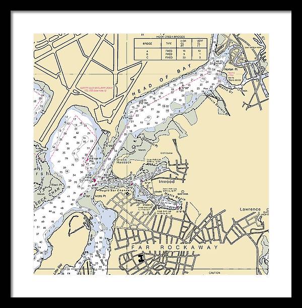 Inwood-new York Nautical Chart - Framed Print