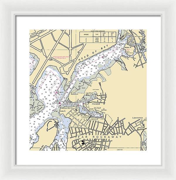 Inwood-new York Nautical Chart - Framed Print