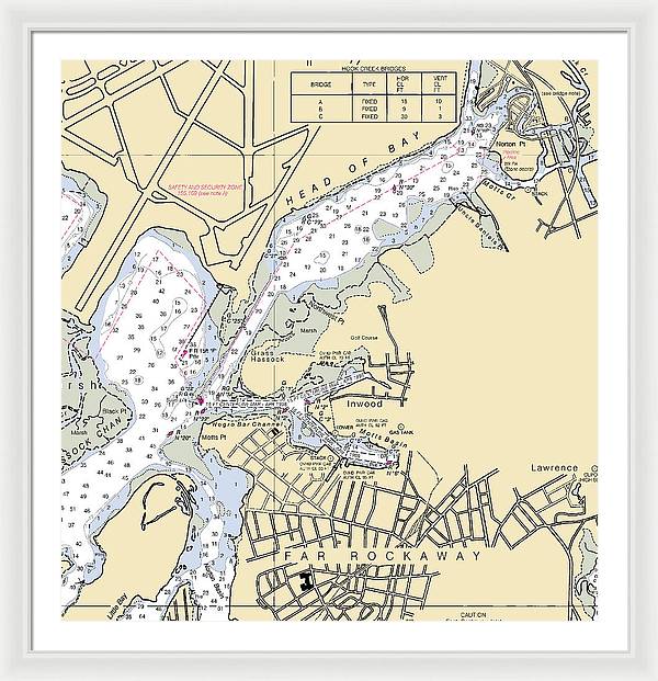 Inwood-new York Nautical Chart - Framed Print