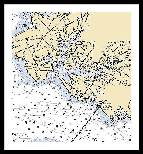 Irvington-virginia Nautical Chart - Framed Print