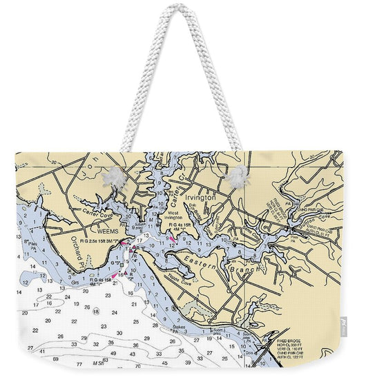 Irvington-virginia Nautical Chart - Weekender Tote Bag