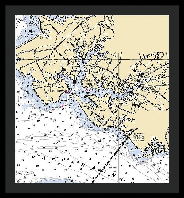 Irvington-virginia Nautical Chart - Framed Print