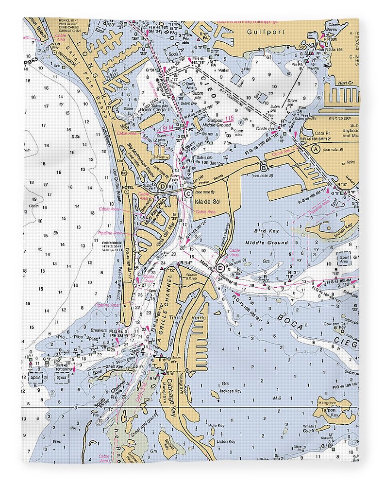 Isla Del Sol -florida Nautical Chart _v2 - Blanket