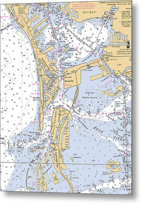 6.5" x 8" Isla del Sol -Florida Nautical Chart _V2 - Metal Print - SeaKoast