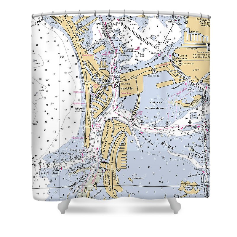 Isla Del Sol  Florida Nautical Chart _V2 Shower Curtain