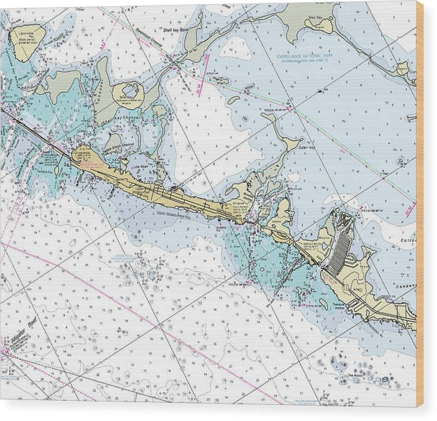 Islamorada Florida Nautical Chart Wood Print