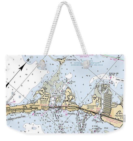 Islamorada -florida Nautical Chart _v2 - Weekender Tote Bag