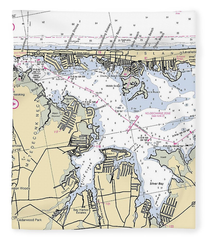 Island Beach New Jersey Nautical Chart Blanket