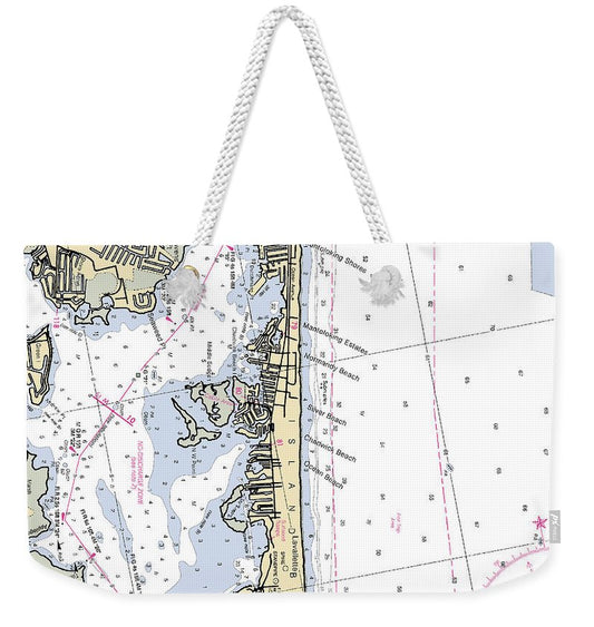 Island Beach -new Jersey Nautical Chart _v2 - Weekender Tote Bag