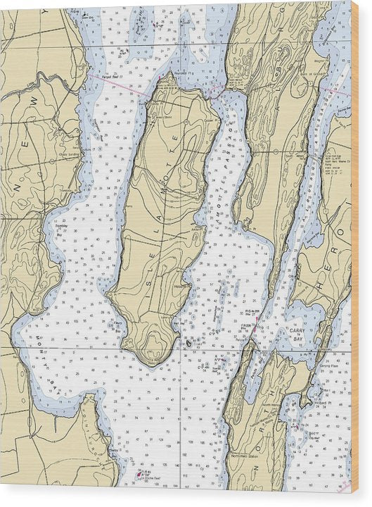 Isle La Motte-Lake Champlain  Nautical Chart Wood Print