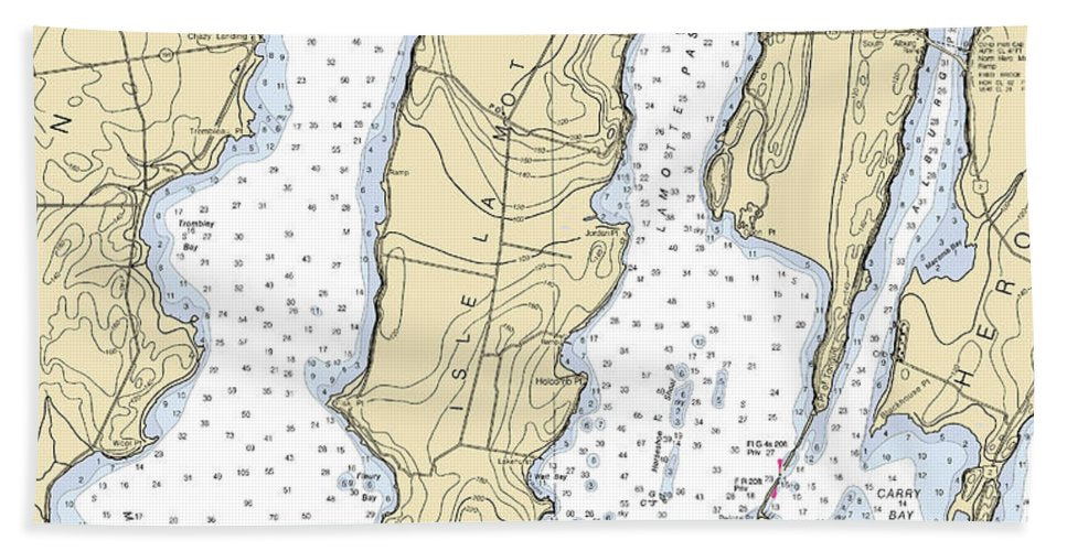 Isle La Motte-lake Champlain  Nautical Chart - Bath Towel