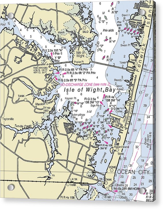 Isle Of Wight Bay Maryland Nautical Chart - Acrylic Print
