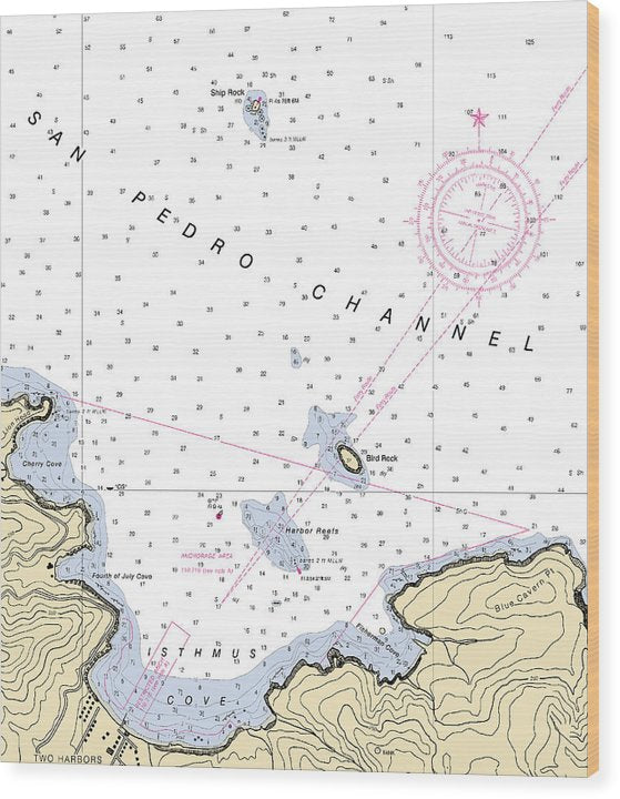 Isthmus Cove-California Nautical Chart Wood Print