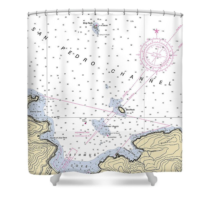 Isthmus Cove California Nautical Chart Shower Curtain