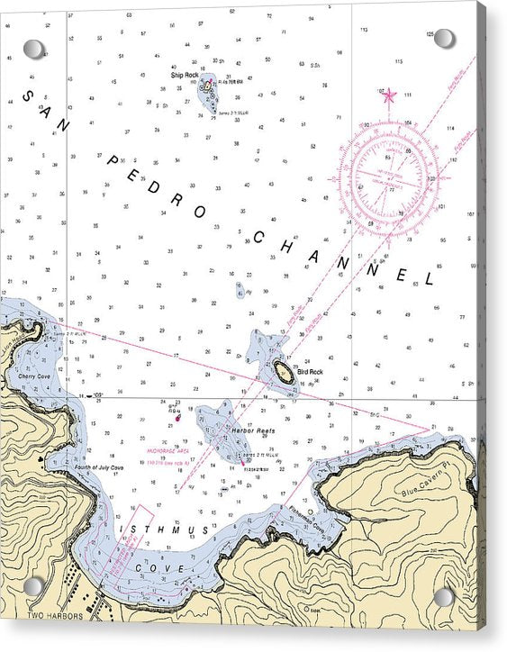 Isthmus Cove California Nautical Chart - Acrylic Print – 7" x 8" – Acrylic Nautical Chart Print by SeaKoast.