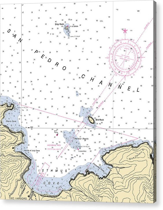 Isthmus Cove California Nautical Chart - Acrylic Print – 7" x 8" – Acrylic Nautical Chart Print by SeaKoast.
