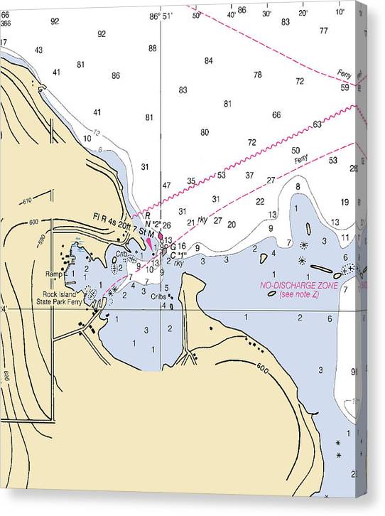 Jackson Harbor-Lake Michigan Nautical Chart Canvas Print