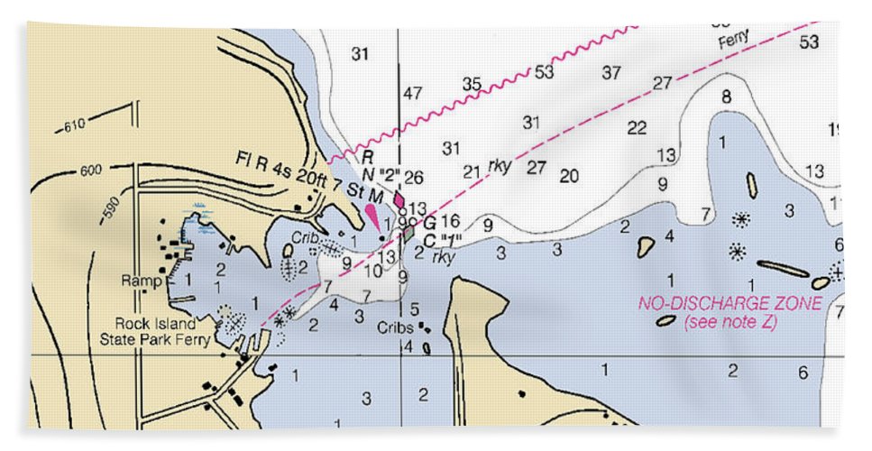 Jackson Harbor-lake Michigan Nautical Chart - Bath Towel