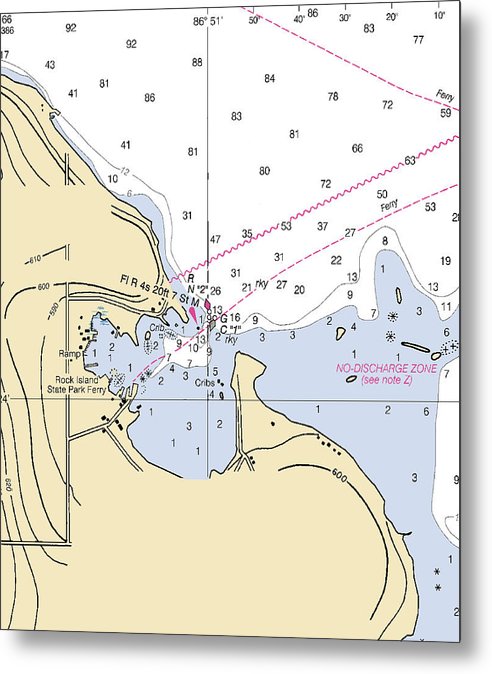 A beuatiful Metal Print of the Jackson Harbor-Lake Michigan Nautical Chart - Metal Print by SeaKoast.  100% Guarenteed!