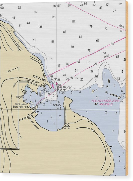 Jackson Harbor-Lake Michigan Nautical Chart Wood Print