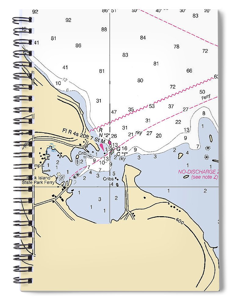 Jackson Harbor Lake Michigan Nautical Chart Spiral Notebook